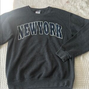 Jerzees New York Graphic Crewneck Sweater - Dark Gray